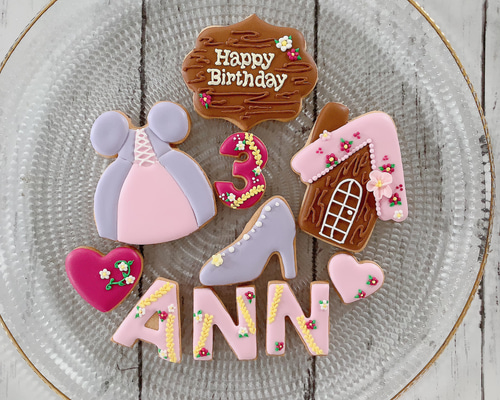 プリンセスお誕生日デコレーションクッキーセット【名前入りアイシング