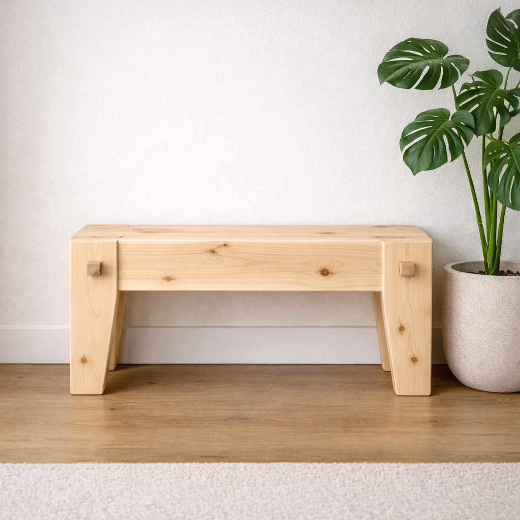 木組みベンチ｜国産檜の無垢材｜構造をデザインした木製ベンチ（3カラー）