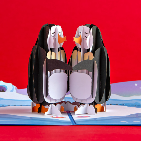 彈出式賀卡戀愛中的企鵝 第1張的照片