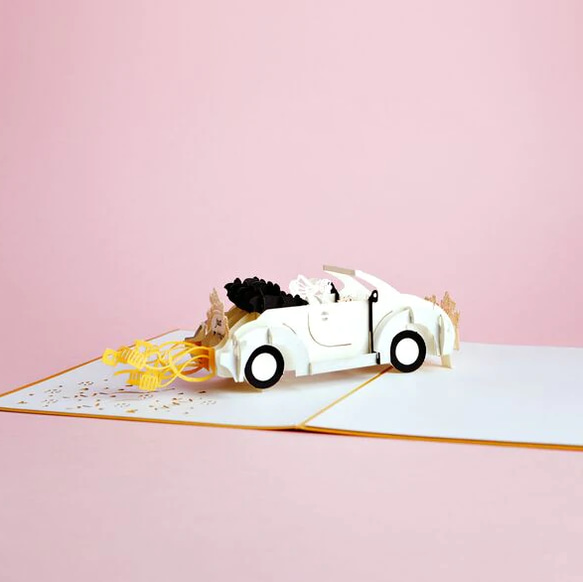 ポップアップグリーティングカード　Wedding Car 4枚目の画像