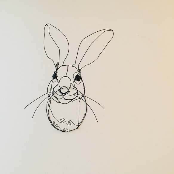 ワイヤーアート ワイヤークラフト ワイヤーオブジェ　うさぎ　オグロジャックウサギ【受注制作】 3枚目の画像