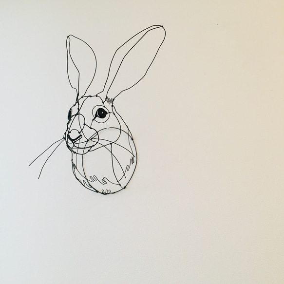 ワイヤーアート ワイヤークラフト ワイヤーオブジェ　うさぎ　オグロジャックウサギ【受注制作】 4枚目の画像