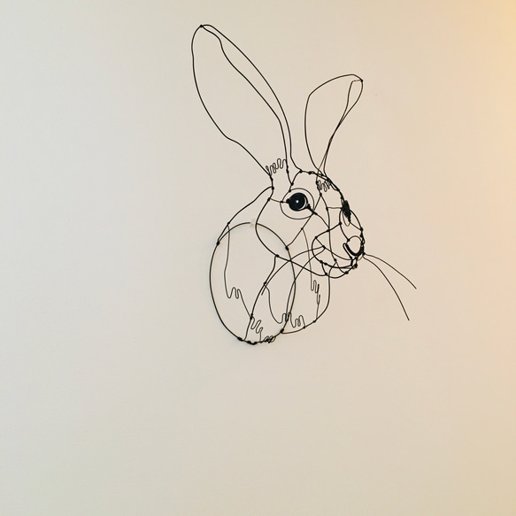 ワイヤーアート ワイヤークラフト ワイヤーオブジェ　うさぎ　オグロジャックウサギ【受注制作】 2枚目の画像