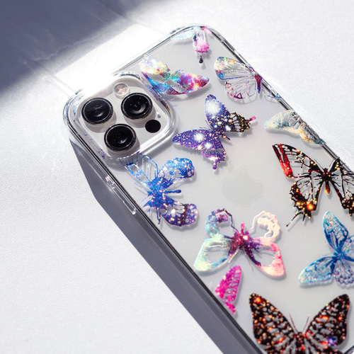 ホログラム☆ 蝶々の中に宇宙が広がるトキメキスマホケース iPhone
