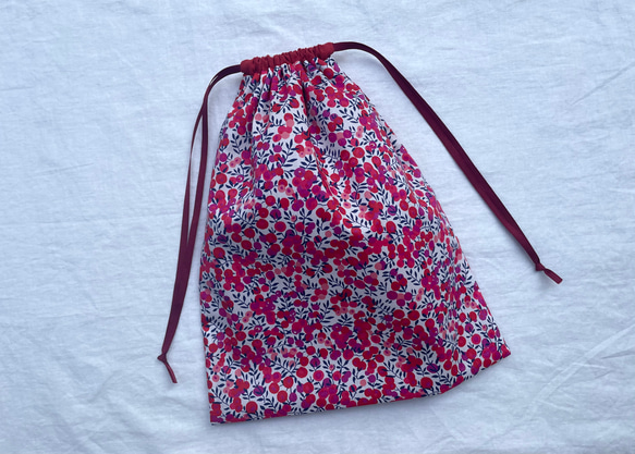 リバティ 巾着 30×25 体操服入れ / ウィルトシャー 赤 体操服袋・お  