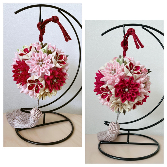 【flower ball bouquetオーダーメイド】総つまみ細工✴︎ボールブーケ（小） 2枚目の画像