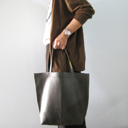OTONA eco-bag MLサイズ クロームグレイ　本革製　トートバッグ 1枚目の画像