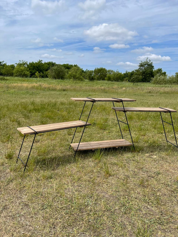 吊り下げキッチンシェルフ アンティークウッドアイアンラック/アイアン