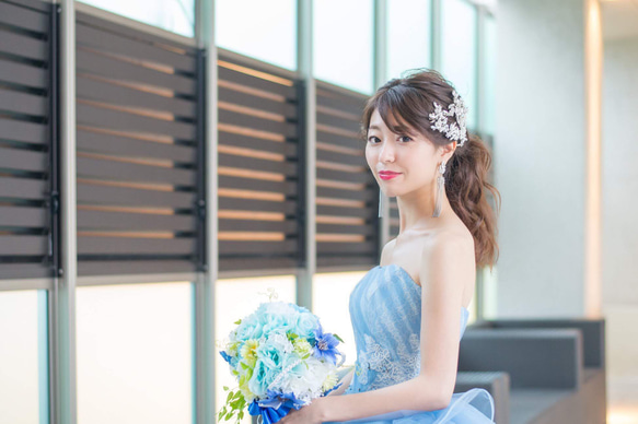 ヘッドドレス 結婚式　花嫁 ヘアアクセサリー ヘッドアクセサリー ウェディング ブライダル　フラワー　リーフ　小枝 5枚目の画像