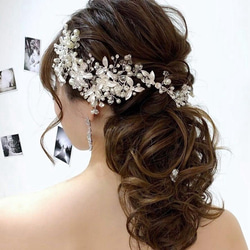 特集ページ掲載》フラワー パール ヘッドドレス ブライダル ヘア