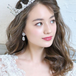 2連クリスタルカチューシャ＆イヤリング/ピアスset KA-32|結婚式