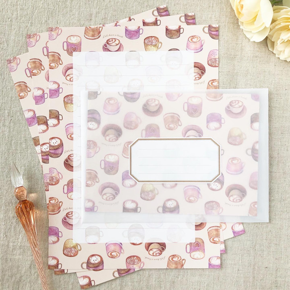 カフェラテ　レターセット（letter writing set） 1枚目の画像