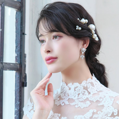 ジュリアパールピアスPE-05|花嫁 ゲスト 結婚式 ウエディング リーフ