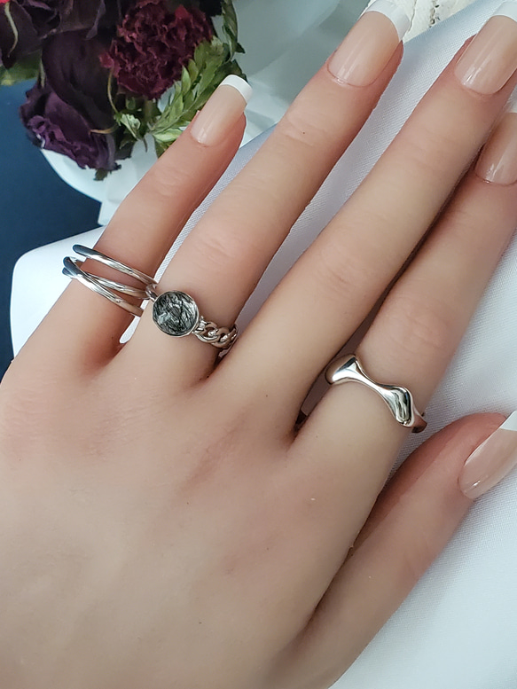 大人気❣️　triple ring シルバー透かしリングsv925,3連りんぐ RS-25 4枚目の画像