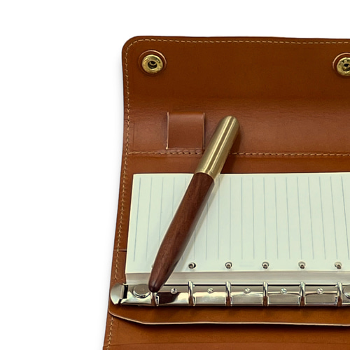 ミニ6 ヌメ革システム手帳 6穴 手帳 ももいろ 手帳カバー レザー 革  