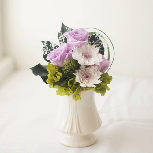 ✨特大✨薄紫ミックスバラプリザ＆ポンポン菊、ことね菊、小菊