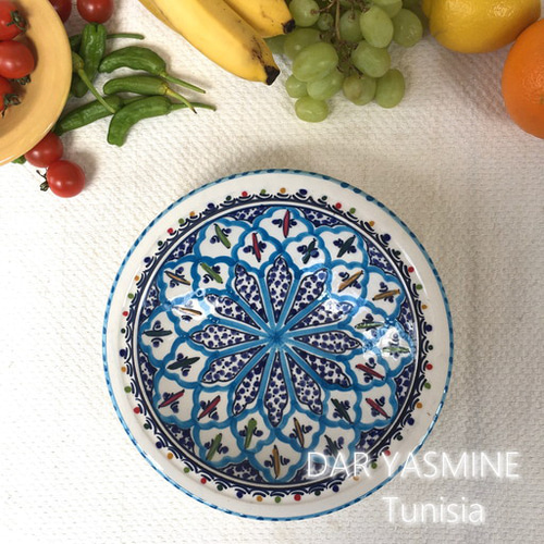 チュニジア・ナブール陶器 北アフリカ伝統万能絵付皿 地中海サーフィア
