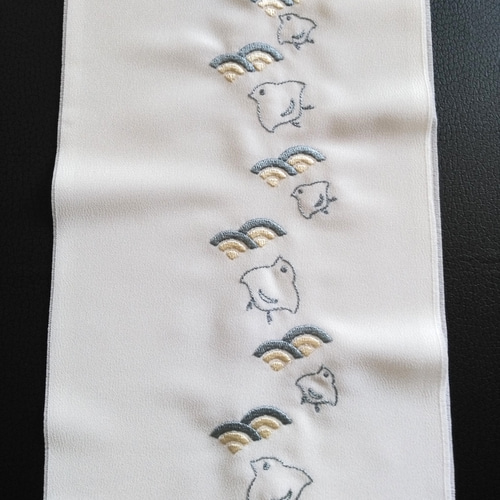 刺繍 半衿 波千鳥 和装小物（帯・半襟） 刺繍好日（ししゅう