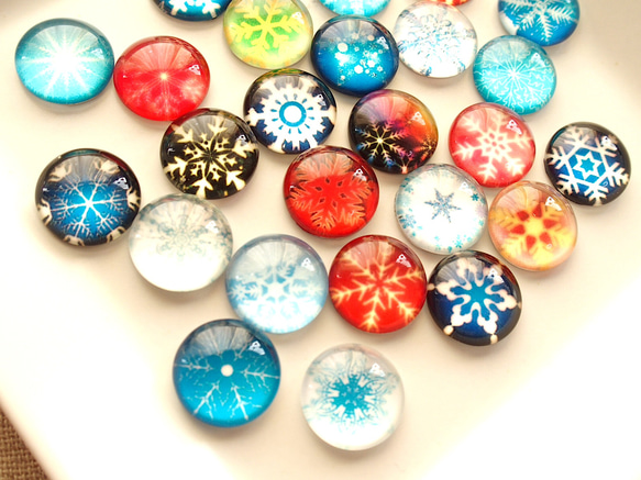 ハンドメイド ボタンカボション多色 ピアス用素材セット12