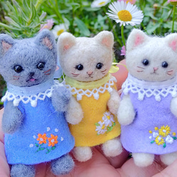 テディベア風猫人形(ロシアンブルー)・羊毛フェルト・ドールハウスにドールのお友達に！猫の日2024 9枚目の画像