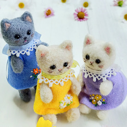 テディベア風猫人形(ロシアンブルー)・羊毛フェルト・ドールハウスにドールのお友達に！猫の日2024 8枚目の画像
