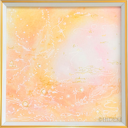 原画 油絵 シトラスの海 額縁付き 柑橘系のアート 抽象画 F0号