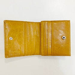 【水牛革】　ポップカラー二つ折り財布<YELLOW>　軽い　ユニセックス　コンパクト　BOX型コインケース　M6643 6枚目の画像