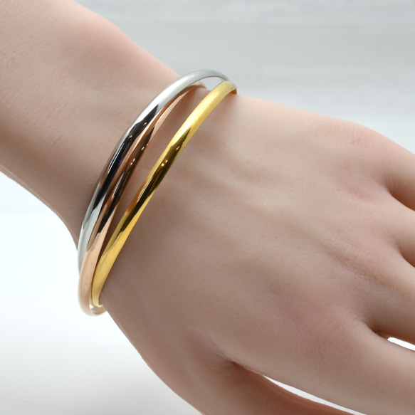3連トリニティバングル 肌に安心☆サージカルステンレス 金属