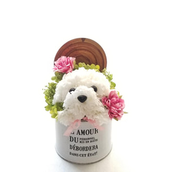 花の犬【白】プリザーブドフラワー 犬 花 ペット  カーネーション 誕生日  母の日 お供え 犬好き フラワーギフト 8枚目の画像