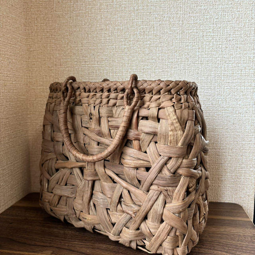 国産山葡萄 山葡萄かごバッグ 手作り 籠バッグ 乱れ編み 内布あり