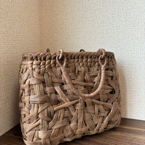 国産山葡萄 山葡萄かごバッグ 手作り 籠バッグ 乱れ編み 内布あり