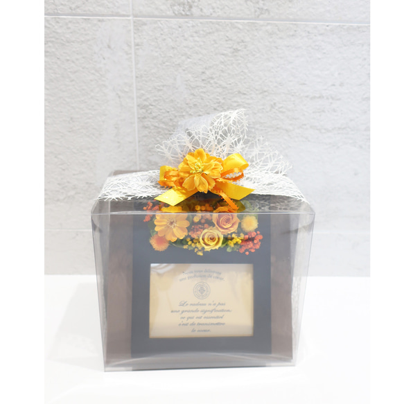 フォトフレーム　オレンジ ✿ プリザーブドフラワー BOX付き　Chloe　母の日 4枚目の画像