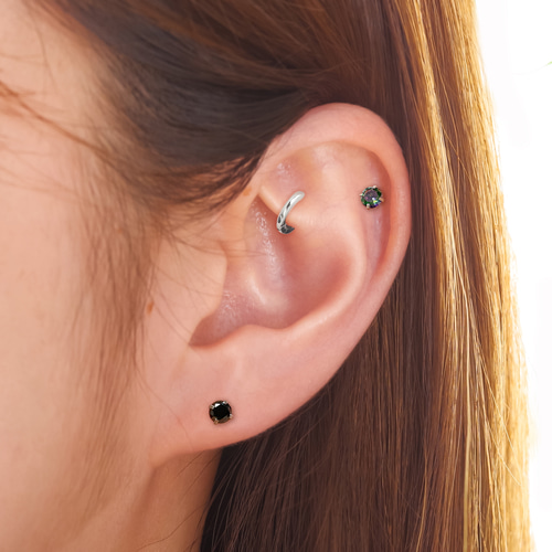 レインボーストーン ボディピアス 16G シルバーカラー サージカル