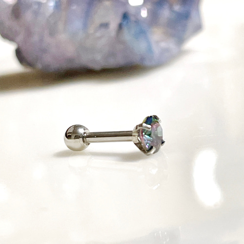 レインボーストーン ボディピアス 16G シルバーカラー サージカル