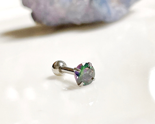 レインボーストーン ボディピアス 16G シルバーカラー サージカル