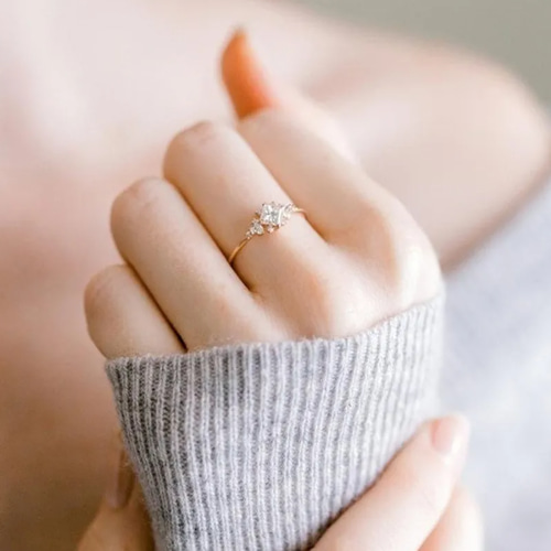 sad♡ダイヤモンドリング♡ MR31】エレガントなスクエアCZダイヤモンドリング ～華やかで繊細な