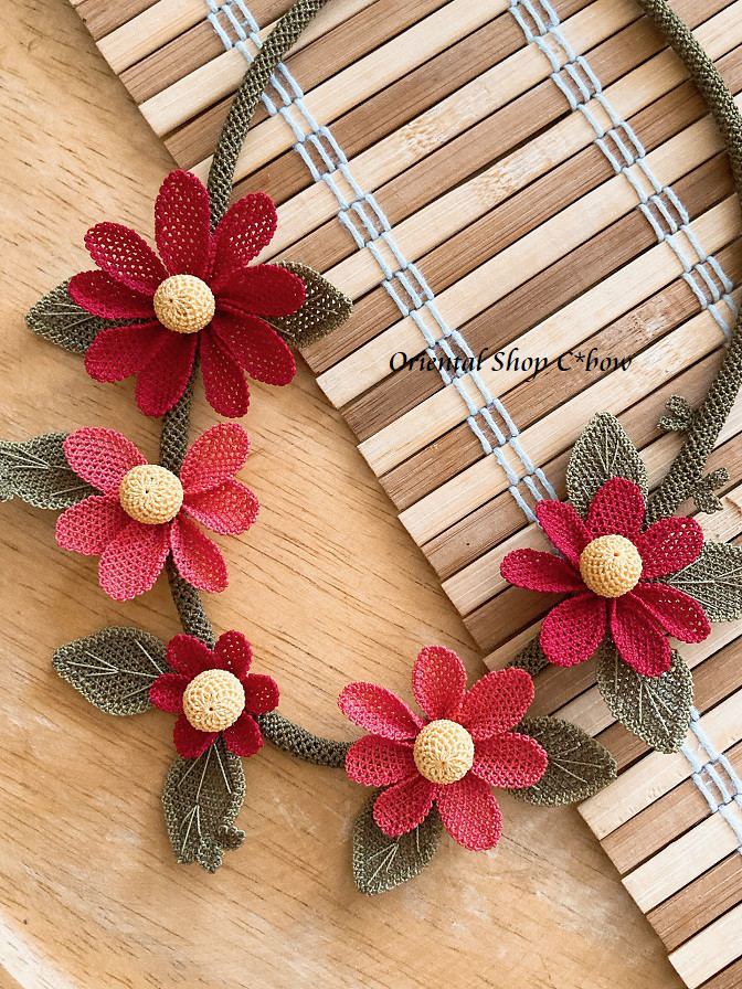 日本発送★シルクイーネオヤネックレス：薔薇の世界｜レッド系[170890722]