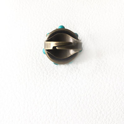 綠松石藍戒指 (戒指) 大容量戒指 綠松石凸圓形戒指 生日週年紀念禮物 第8張的照片