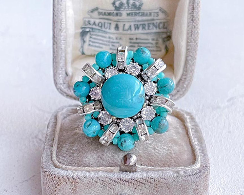 ブルーダイヤモンドターコイズ リング 天然石 Blue Diamond Turquoise Original ring 276 | ターコイズ