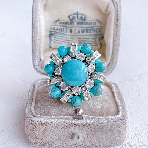 ターコイズ ブルー リング (指輪) 青 天然石 リング 大粒 リング