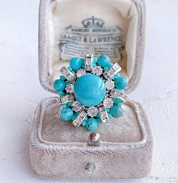 ブルーダイヤモンドターコイズ リング 天然石 Blue Diamond Turquoise Original ring 276 | ターコイズ