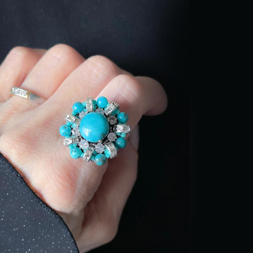 lilas ターコイズ カボションダイヤリング 13号 lilas ターコイズ カボションダイヤリング 13号 110072002190139112001