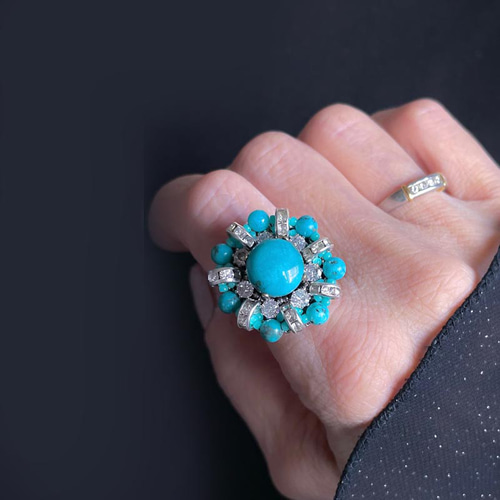 ブルーダイヤモンドターコイズ リング 天然石 楽天市場】ターコイズ リング（レディースジュエリー