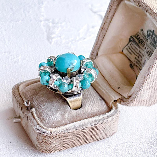 ターコイズ ブルー リング (指輪) 青 天然石 リング 大粒 リング