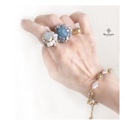 【補貨】海藍寶石戒指大容量戒指乳白色海藍寶石三月生日週年紀念禮物禮物 第8張的照片