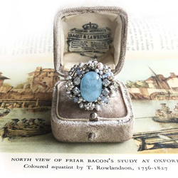 【補貨】海藍寶石戒指大容量戒指乳白色海藍寶石三月生日週年紀念禮物禮物 第2張的照片