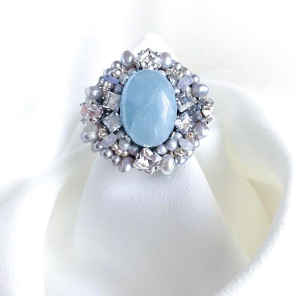 アクアマリン リング 大粒 青 天然石 アクアマリンリング オーバル