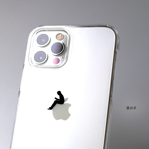 りんごの上で読書するデザインiPhoneケース スマホケース iPhone15 