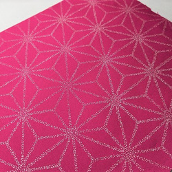オーダー　金彩工芸　麻の葉　銀仕上げ　コットンオックス濃いピンク地製　「道中財布」 20枚目の画像