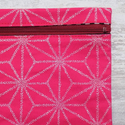オーダー　金彩工芸　麻の葉　銀仕上げ　コットンオックス濃いピンク地製　「道中財布」 8枚目の画像